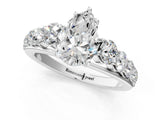 White gold Pear Brilliant Diamond Pavé Band with Six-Prong Setting_4