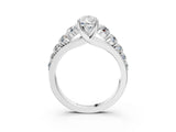 White gold Pear Brilliant Diamond Pavé Band with Six-Prong Setting_6