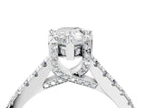 White gold Pear Brilliant Diamond Solitaire with Pavé Band and Four-Prong Setting 4