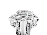 White gold Pear Brilliant Flower Halo Diamond Split Shank Ring_20