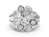 White gold Pear Brilliant Flower Halo Diamond Split Shank Ring_45