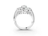 White gold Pear Brilliant Flower Halo Diamond Split Shank Ring_48