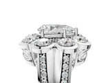 White gold Pear Brilliant Flower Halo Diamond Split Shank Ring_50