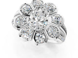 White gold Pear Brilliant Flower Halo Diamond Split Shank Ring_51