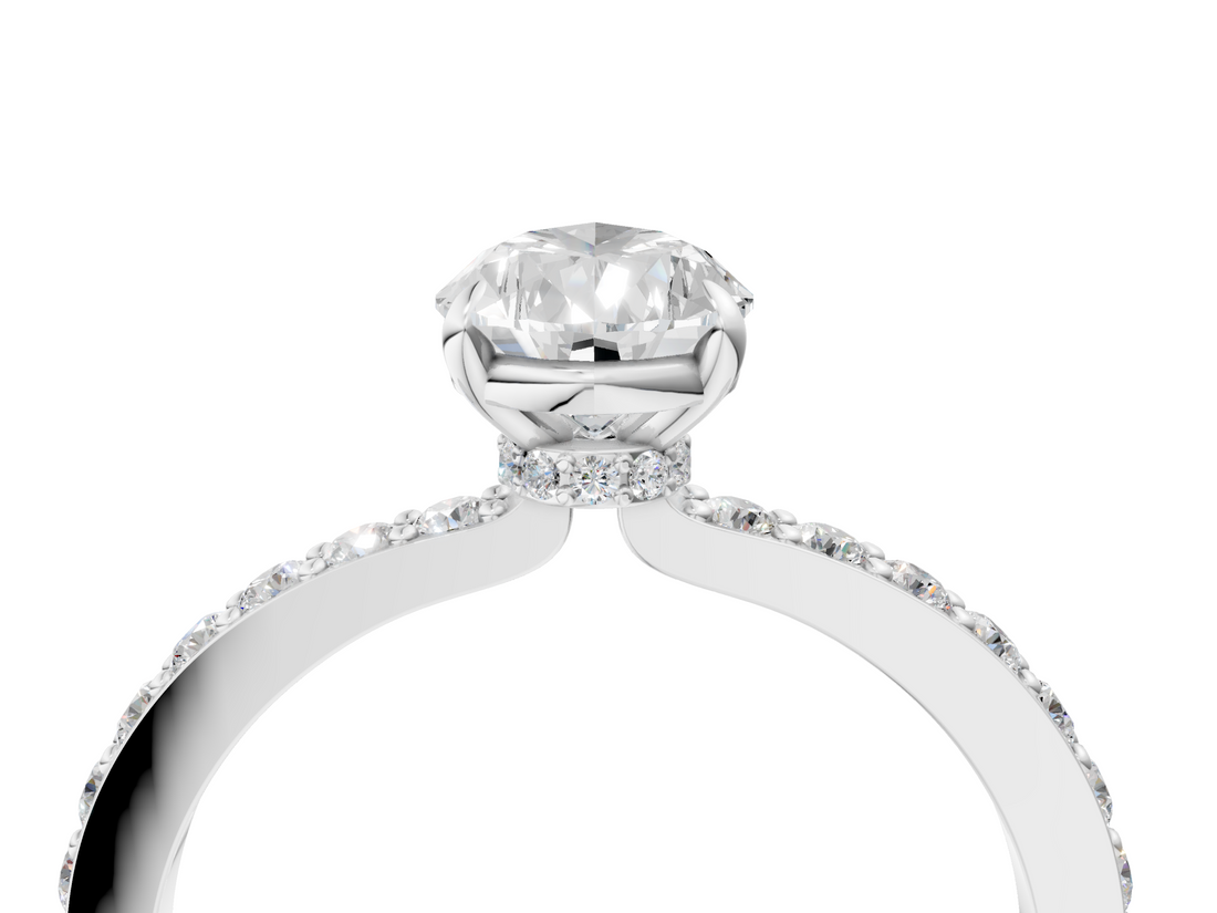 White gold Pear Brilliant Pavé Band Solitaire with Four-Prong Setting_48