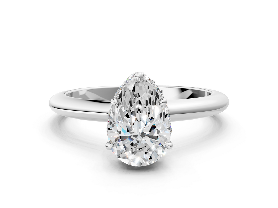 White gold Pear Brilliant Solitaire Engagement Ring with Six-Prong Setting and Classic Band_20