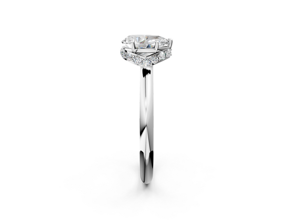 White gold Pear Brilliant Solitaire Engagement Ring with Six-Prong Setting and Classic Band