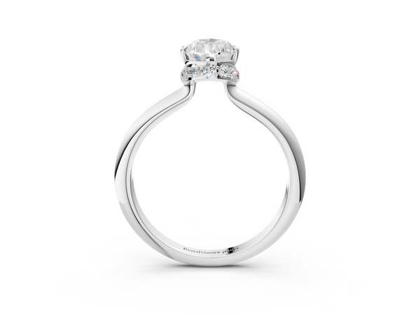 White gold Pear Brilliant Solitaire Engagement Ring with Six-Prong Setting and Classic Band