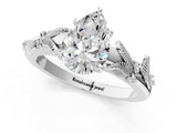 White gold Pear Brilliant Solitaire with Leaf Motif Band and Four-Prong Setting_67