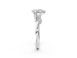 White gold Pear Brilliant Solitaire with Leaf Motif Band and Four-Prong Setting_68