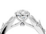 White gold Pear Brilliant Solitaire with Leaf Motif Band and Four-Prong Setting_70
