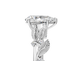 White gold Pear Brilliant Solitaire with Leaf Motif Band and Four-Prong Setting_71