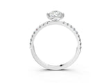 White gold Pear Brilliant Solitaire with Pavé Band and Claw Prong Setting_10