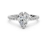 White gold Pear Brilliant Solitaire with Pavé Band and Claw Prong Setting_7