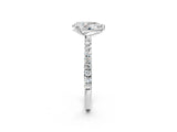 White gold Pear Brilliant Solitaire with Pavé Band and Claw Prong Setting_9
