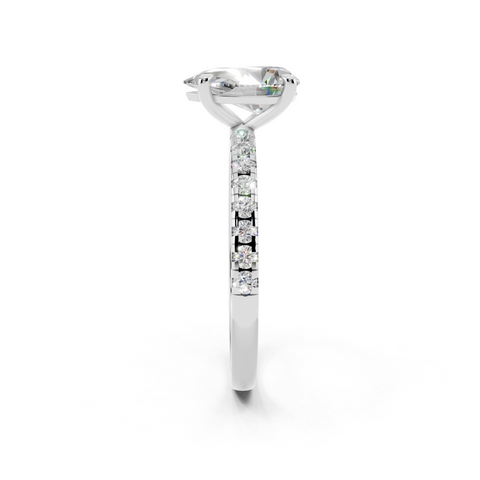 White gold Pear Brilliant Solitaire with Pavé Band and Four-Prong Setting_10