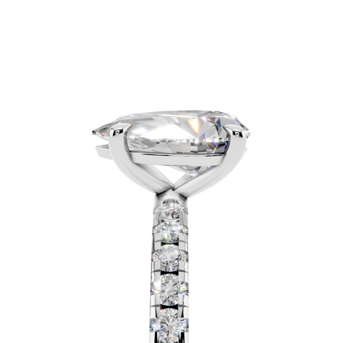 White gold Pear Brilliant Solitaire with Pavé Band and Four-Prong Setting_11