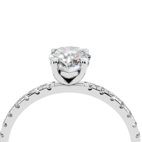 White gold Pear Brilliant Solitaire with Pavé Band and Four-Prong Setting_12