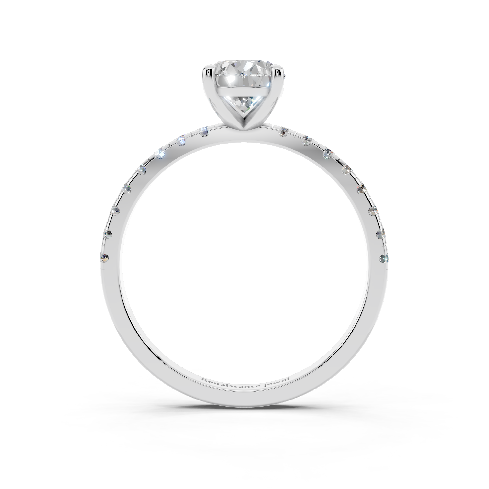 White gold Pear Brilliant Solitaire with Pavé Band and Four-Prong Setting_9