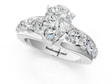 White gold Pear Brilliant Solitaire with Side Stones on a Pave Band and Four-Prong Setting_101