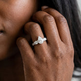 White gold Pear Brilliant Trilogy Channel Set Diamond Ring with Bar Prongs_8