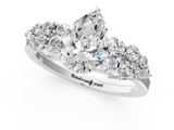 White gold Pear Cluster Diamond Engagement Ring with Pavé Band and Four-Prong Setting_77