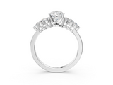 White gold Pear Cluster Diamond Engagement Ring with Pavé Band and Four-Prong Setting_79