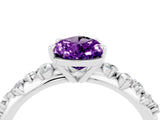 White gold Pear Cut Amethyst Cluster Side Stone Solitaire Ring with Prong Setting_28