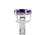 White gold Pear Cut Amethyst Engagement Ring with Milgrain Channel Set Band and Prong Setting_5