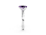 White gold Pear Cut Amethyst Engagement Ring with Side Stone Accents and Four-Prong Setting_29