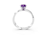 White gold Pear Cut Amethyst Engagement Ring with Side Stone Accents and Four-Prong Setting_39