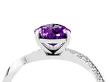White gold Pear Cut Amethyst Engagement Ring with Side Stone Accents and Four-Prong Setting_40