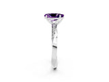 White gold Pear Cut Amethyst Engagement Ring with Side Stone Accents and Four-Prong Setting_86