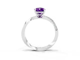 White gold Pear Cut Amethyst Engagement Ring with Side Stone Accents and Four-Prong Setting_87
