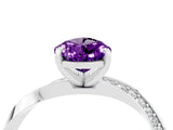 White gold Pear Cut Amethyst Engagement Ring with Side Stone Accents and Four-Prong Setting_88