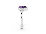 White gold Pear Cut Amethyst Halo Ring with Tapered Band and Four-Prong Setting_2