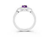 White gold Pear Cut Amethyst Halo Ring with Tapered Band and Four-Prong Setting_3