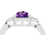White gold Pear Cut Amethyst Halo Ring with Tapered Band and Four-Prong Setting_4