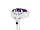 White gold Pear Cut Amethyst Halo Ring with Tapered Band and Four-Prong Setting_5