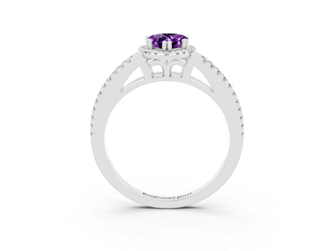 White gold Pear Cut Amethyst Halo Split Shank Engagement Ring_15