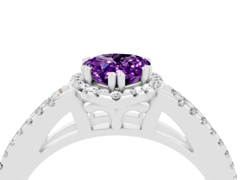 White gold Pear Cut Amethyst Halo Split Shank Engagement Ring_16