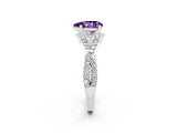 White gold Pear Cut Amethyst Halo Twist Band Solitaire Prong Setting Ring_2