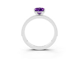 White gold Pear Cut Amethyst Milgrain Pavé Engagement Ring with Four-Prong Setting_3