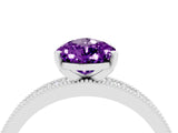 White gold Pear Cut Amethyst Milgrain Pavé Engagement Ring with Four-Prong Setting_4