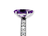 White gold Pear Cut Amethyst Milgrain Pavé Engagement Ring with Four-Prong Setting_5