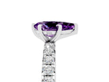 White gold Pear Cut Amethyst Pavé Solitaire Ring with Round Band and Prong Setting_41