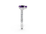 White gold Pear Cut Amethyst Pave Band Solitaire Ring with Four-Prong Setting_14