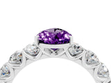White gold Pear Cut Amethyst Prong Setting with Side Stones on a Pave Band_4
