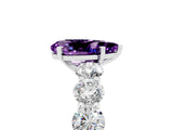 White gold Pear Cut Amethyst Prong Setting with Side Stones on a Pave Band_5