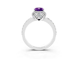 White gold Pear Cut Amethyst Scalloped Halo Engagement Ring with Round Shared Prong Band_27